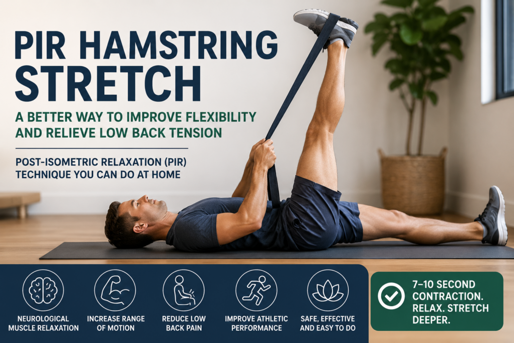 PIR Hamstring Stretch Technique using Post-Isometric Relaxation to improve flexibility and relieve low back pain